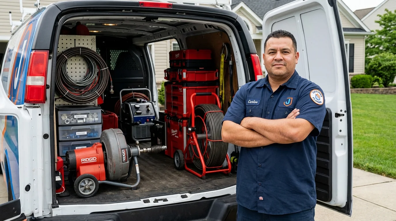 Professional drain cleaning equipment and Johns Plumbing LLC plumber in Story City