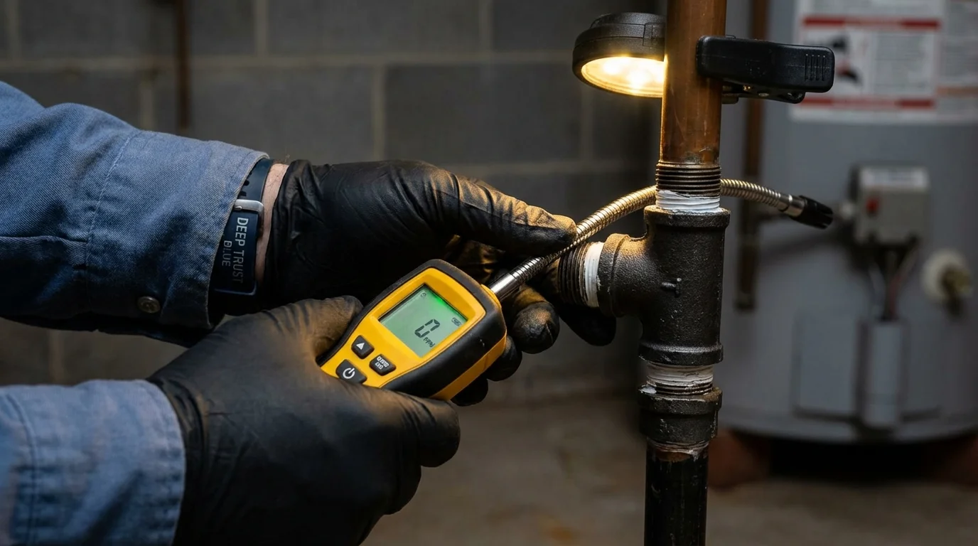 Gas leak detection with electronic sniffer by Johns Plumbing LLC in Story City