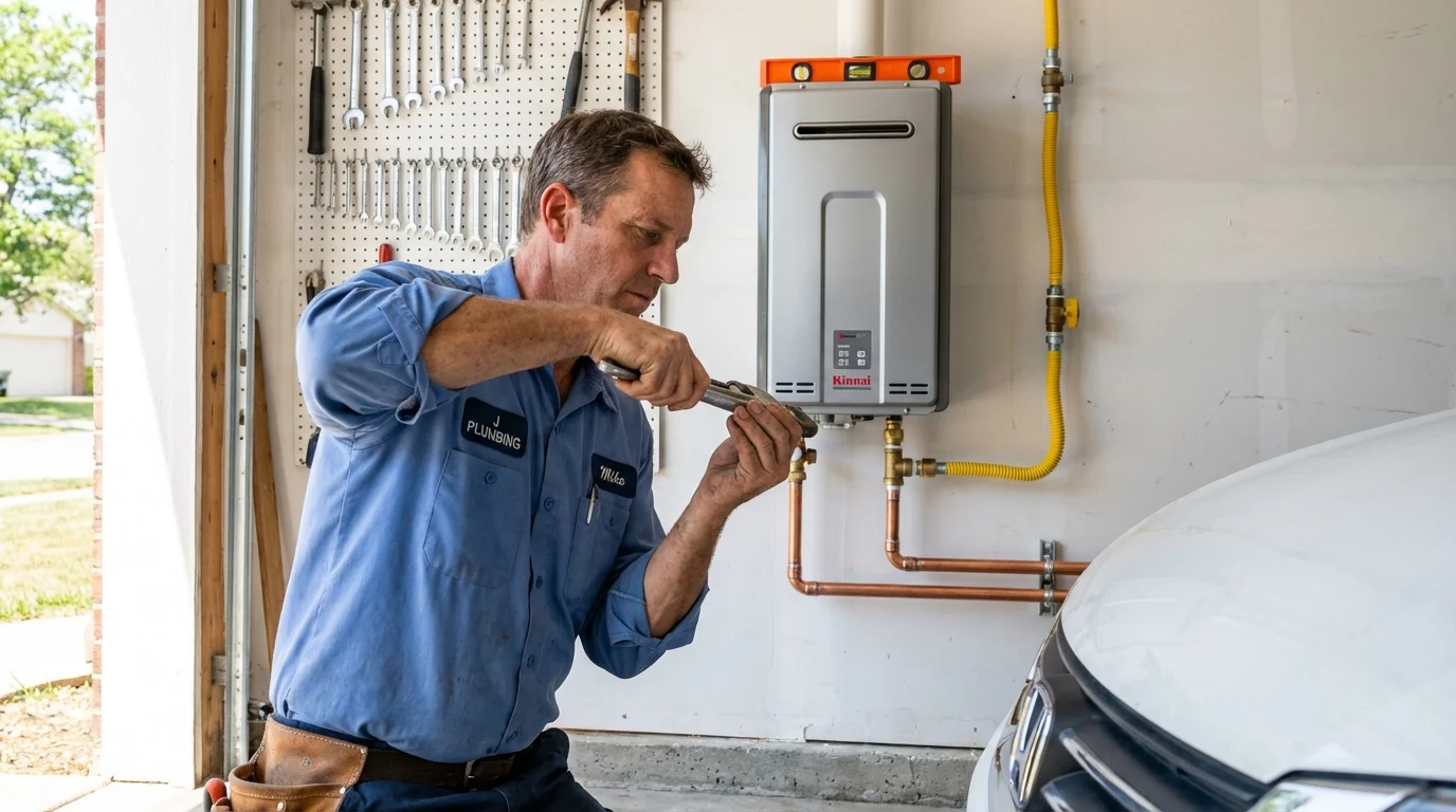 Tankless water heater installation by a Johns Plumbing LLC plumber in Story City